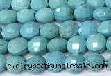 CCB1386 15 inches 4mm faceted coin turquoise beads