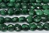 CCB1391 15 inches 4mm faceted coin malachite beads