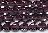 CCB1395 15 inches 4mm faceted coin red garnet beads