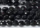 CCB1397 15 inches 4mm faceted coin black tourmaline beads