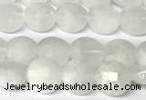 CCB1400 15 inches 6mm faceted coin white moonstone beads