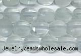 CCB1401 15 inches 6mm faceted coin aquamarine beads