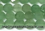 CCB1407 15 inches 6mm faceted coin green aventurine beads