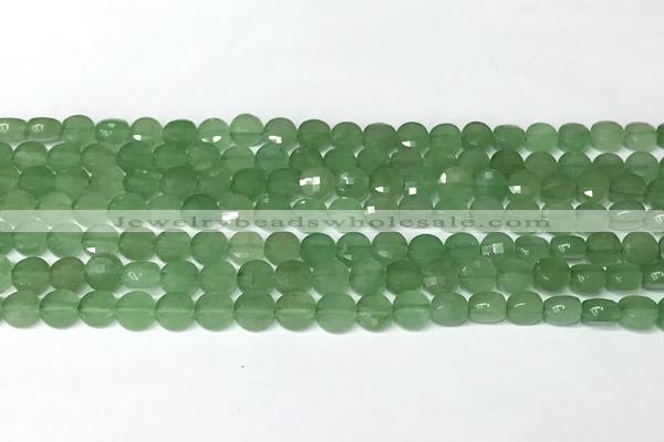 CCB1407 15 inches 6mm faceted coin green aventurine beads