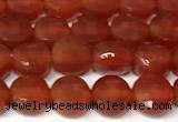 CCB1412 15 inches 6mm faceted coin red agate beads