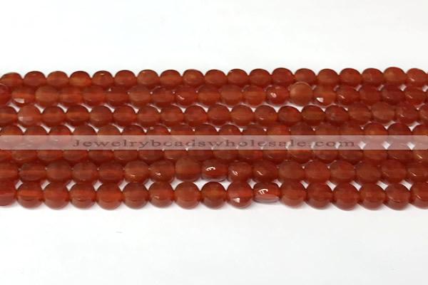 CCB1412 15 inches 6mm faceted coin red agate beads