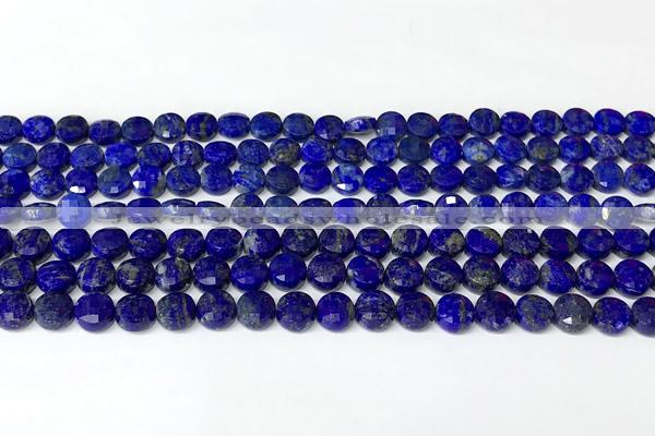 CCB1415 15 inches 6mm faceted coin lapis lazuli beads