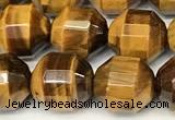 CCB1425 15 inches 9mm - 10mm faceted yellow tiger eye beads