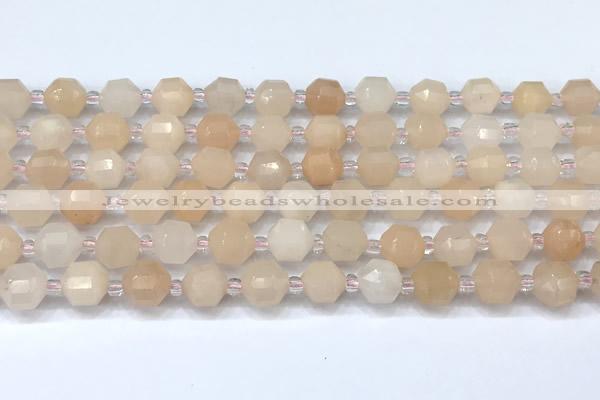 CCB1430 15 inches 7mm - 8mm faceted pink aventurine beads