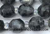 CCB1449 15 inches 7mm - 8mm faceted black labradorite beads