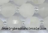 CCB1450 15 inches 9mm - 10mm faceted AB-color white phantom beads