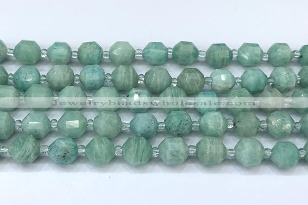 CCB1458 15 inches 9mm - 10mm faceted amazonite beads