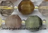 CCB1460 15 inches 9mm - 10mm faceted quartz beads