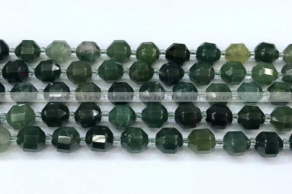 CCB1472 15 inches 9mm - 10mm faceted moss agate beads