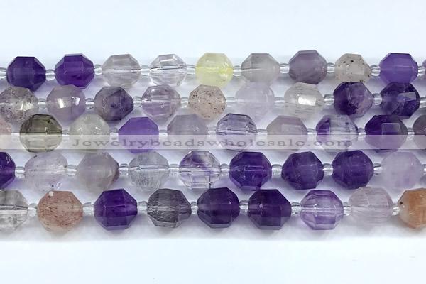 CCB1513 15 inches 9mm - 10mm faceted mixed quartz beads