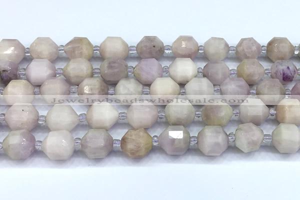 CCB1525 15 inches 9mm - 10mm faceted kunzite gemstone beads