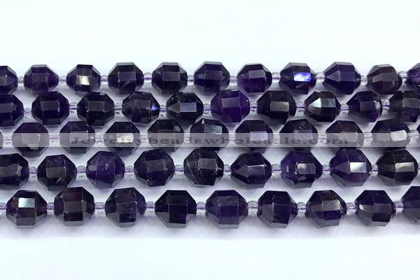 CCB1527 15 inches 9mm - 10mm faceted amethyst gemstone beads