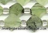 CCB1612 15 inches 10mm faceted green rutilated quartz beads