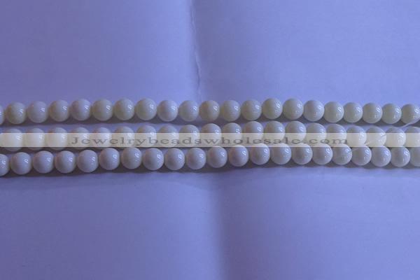 CCB301 15.5 inches 6mm round white coral beads wholesale