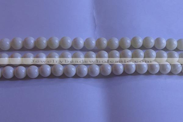 CCB303 15.5 inches 9mm round white coral beads wholesale