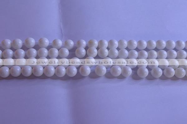 CCB402 15.5 inches 8mm round white tridacna beads wholesale