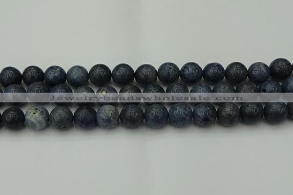 CCB455 15.5 inches 14mm round blue coral beads wholesale