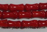 CCB51 15.5 inches 6*10mm bamboo shape red coral beads Wholesale