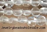 CCB530 15.5 inches 4mm faceted coin white crystal beads