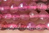 CCB532 15.5 inches 4mm faceted coin strawberry quartz beads