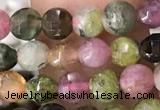 CCB545 15.5 inches 4mm faceted coin tourmaline gemstone beads