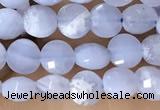 CCB551 15.5 inches 4mm faceted coin blue lace agate beads