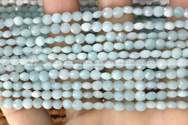 CCB552 15.5 inches 4mm faceted coin amazonite gemstone beads