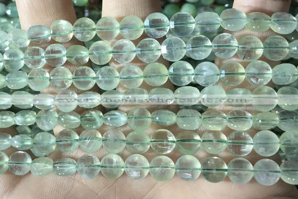 CCB608 15.5 inches 6mm faceted coin prehnite gemstone beads