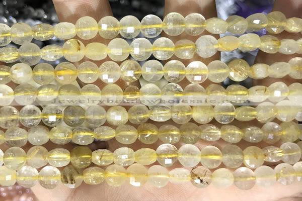 CCB611 15.5 inches 6mm faceted coin citrine gemstone beads