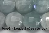 CCB680 15.5 inches 10mm faceted coin aquamarine gemstone beads