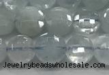 CCB700 15.5 inches 6mm faceted coin aquamarine gemstone beads