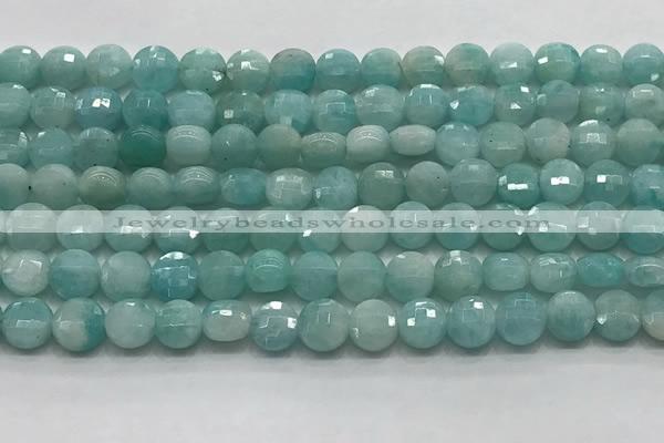 CCB701 15.5 inches 6mm faceted coin amazonite gemstone beads