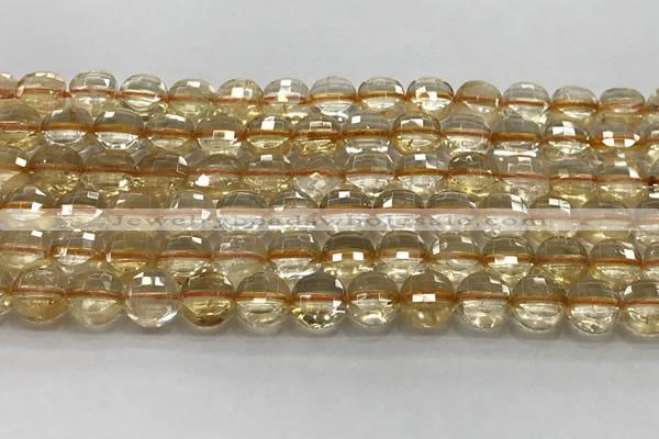 CCB723 15.5 inches 8mm faceted coin citrine gemstone beads