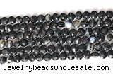 CCB754 15.5 inches 8mm faceted coin black line agate beads