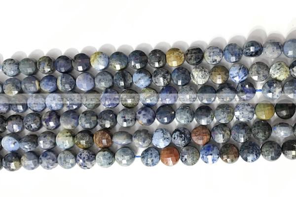 CCB755 15.5 inches 8mm faceted coin blue dumortierite beads