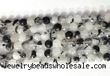 CCB758 15.5 inches 8mm faceted coin black rutilated quartz beads