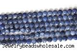 CCB760 15.5 inches 8mm faceted coin blue dumortierite beads