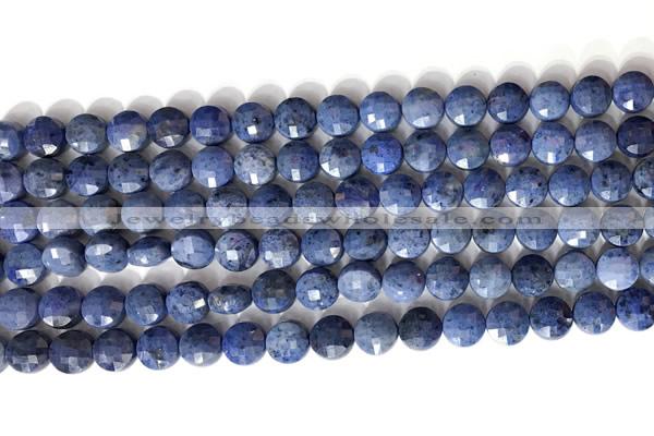 CCB760 15.5 inches 8mm faceted coin blue dumortierite beads