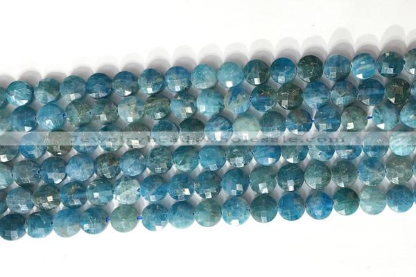 CCB763 15.5 inches 8mm faceted coin apatite beads