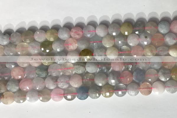 CCB768 15.5 inches 8mm faceted coin morganite gemstone beads