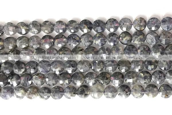 CCB772 15.5 inches 8mm faceted coin iolite gemstone beads