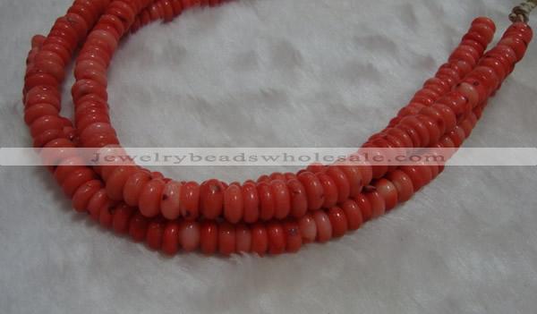 CCB80 15.5 inches 5*9mm roundel pale red coral beads Wholesale