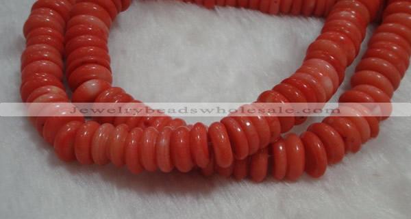 CCB81 15.5 inches 5*13mm roundel pale red coral beads Wholesale