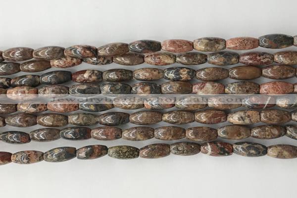 CCB810 15.5 inches 5*12mm rice leopard skin jasper beads wholesale