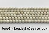 CCB825 15.5 inches 8mm round matte ivory jasper gemstone beads wholesale